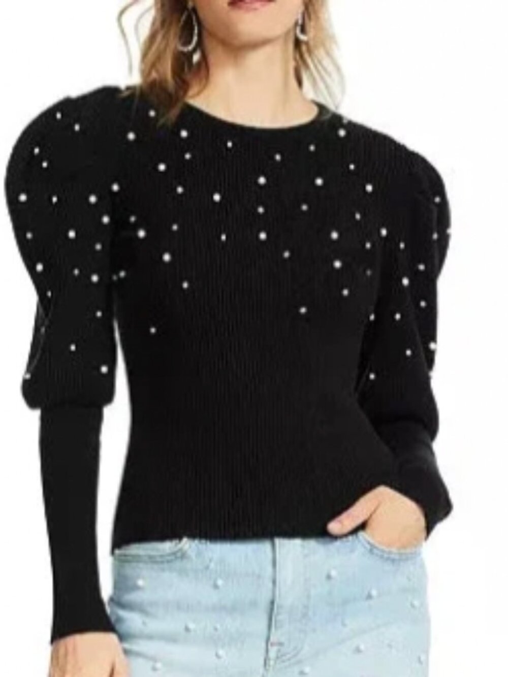 Jonathan Simkhai Embellished Juliet Sleeve Sweater